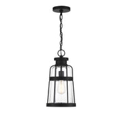 Savoy House Quinton 16.5in 1-Light Outdoor Hanging Lantern | Coastal Matte Black and Clear Seeded Glass | Covered Patio & Porch | Model L5-2943-BK