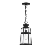 Savoy House Quinton 16.5in 1-Light Outdoor Hanging Lantern | Coastal Matte Black and Clear Seeded Glass | Covered Patio & Porch | Model L5-2943-BK