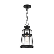 Savoy House Quinton 16.5in 1-Light Outdoor Hanging Lantern | Coastal Matte Black and Clear Seeded Glass | Covered Patio & Porch | Model L5-2943-BK