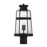 Savoy House Quinton 18.75in 1-Light Outdoor Post Lantern | Coastal Matte Black and Clear Seeded Glass | Driveway & Walkway | Model L5-2944-BK