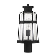 Savoy House Quinton 18.75in 1-Light Outdoor Post Lantern | Coastal Matte Black and Clear Seeded Glass | Driveway & Walkway | Model L5-2944-BK