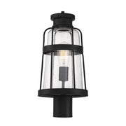 Savoy House Quinton 18.75in 1-Light Outdoor Post Lantern | Coastal Matte Black and Clear Seeded Glass | Driveway & Walkway | Model L5-2944-BK