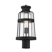 Savoy House Quinton 18.75in 1-Light Outdoor Post Lantern | Coastal Matte Black and Clear Seeded Glass | Driveway & Walkway | Model L5-2944-BK