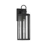 Savoy House Hawthorne 16in 1-Light Outdoor Wall Lantern | Modern Black and Seedy Glass | Front Porch & Entryway Light | Model L5-5101-BK
