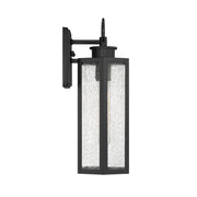 Savoy House Hawthorne 16in 1-Light Outdoor Wall Lantern | Modern Black and Seedy Glass | Front Porch & Entryway Light | Model L5-5101-BK