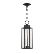Savoy House Hawthorne 7in 2-Light Outdoor Hanging Lantern | Modern Black and Seedy Glass | Covered Patio & Porch | 7 x 7 x 17.25 in | Model L5-5103-BK