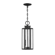 Savoy House Hawthorne 7in 2-Light Outdoor Hanging Lantern | Modern Black and Seedy Glass | Covered Patio & Porch | 7 x 7 x 17.25 in | Model L5-5103-BK