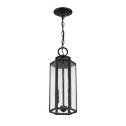 Savoy House Hawthorne 7in 2-Light Outdoor Hanging Lantern | Modern Black and Seedy Glass | Covered Patio & Porch | 7 x 7 x 17.25 in | Model L5-5103-BK