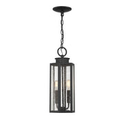 Savoy House Hawthorne 7in 2-Light Outdoor Hanging Lantern | Modern Black and Seedy Glass | Covered Patio & Porch | 7 x 7 x 17.25 in | Model L5-5103-BK
