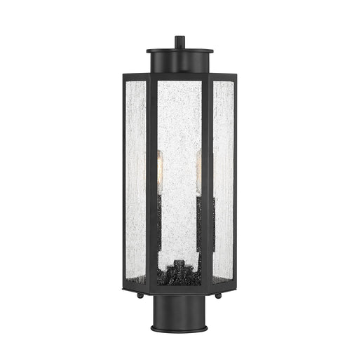 Savoy House Hawthorne 7in 2-Light Outdoor Post Lantern | Modern Black and Seedy Glass | Yard & Walkway | 7 x 7 x 17.25 in | Model L5-5104-BK