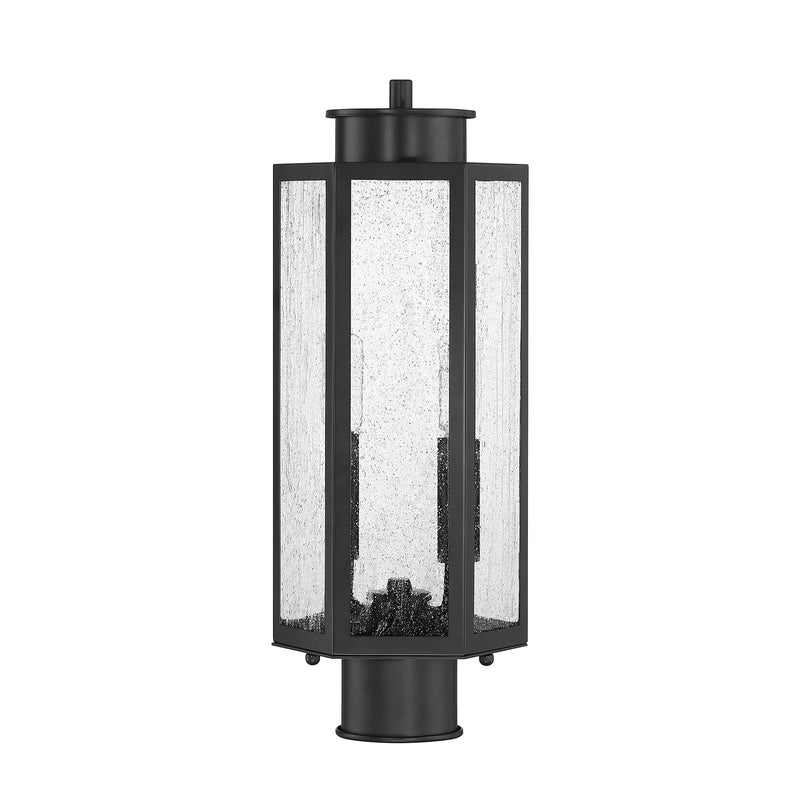Savoy House Hawthorne 7in 2-Light Outdoor Post Lantern | Modern Black and Seedy Glass | Yard & Walkway | 7 x 7 x 17.25 in | Model L5-5104-BK