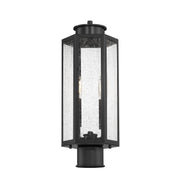 Savoy House Hawthorne 7in 2-Light Outdoor Post Lantern | Modern Black and Seedy Glass | Yard & Walkway | 7 x 7 x 17.25 in | Model L5-5104-BK