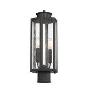 Savoy House Hawthorne 7in 2-Light Outdoor Post Lantern | Modern Black and Seedy Glass | Yard & Walkway | 7 x 7 x 17.25 in | Model L5-5104-BK