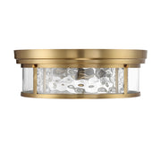 Savoy House Ashton 20in 4-Light Flush Mount | Vintage Warm Brass and Clear Hammered Glass | Bedroom & Hallway | 20 x 20 x 7 in | Model L6-4906-4-322