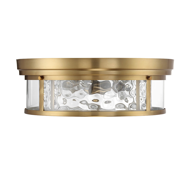 Savoy House Ashton 20in 4-Light Flush Mount | Vintage Warm Brass and Clear Hammered Glass | Bedroom & Hallway | 20 x 20 x 7 in | Model L6-4906-4-322