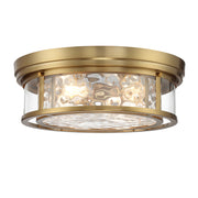 Savoy House Ashton 20in 4-Light Flush Mount | Vintage Warm Brass and Clear Hammered Glass | Bedroom & Hallway | 20 x 20 x 7 in | Model L6-4906-4-322
