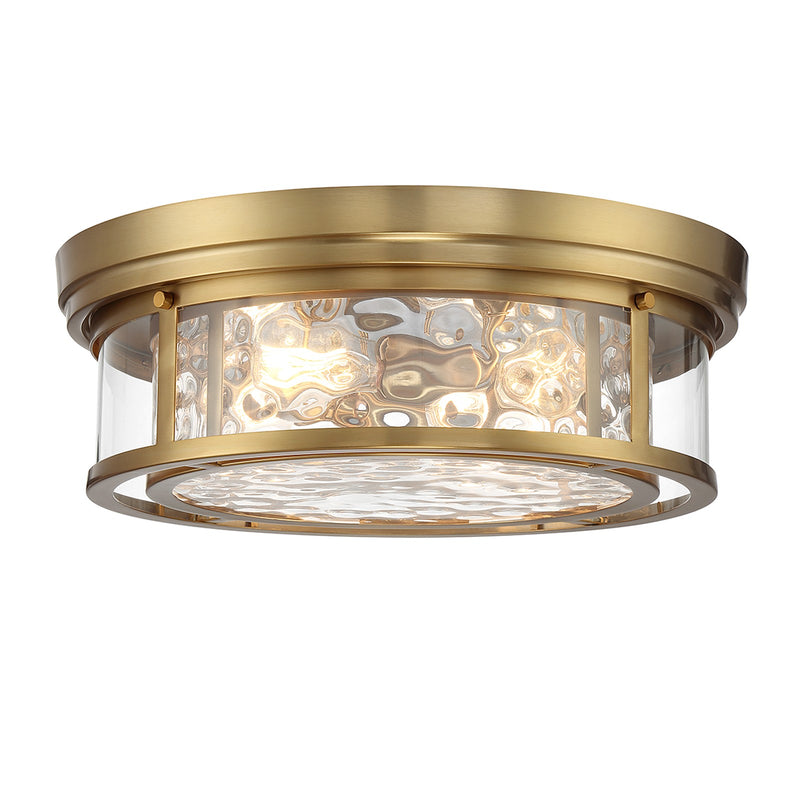 Savoy House Ashton 20in 4-Light Flush Mount | Vintage Warm Brass and Clear Hammered Glass | Bedroom & Hallway | 20 x 20 x 7 in | Model L6-4906-4-322