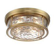 Savoy House Ashton 20in 4-Light Flush Mount | Vintage Warm Brass and Clear Hammered Glass | Bedroom & Hallway | 20 x 20 x 7 in | Model L6-4906-4-322