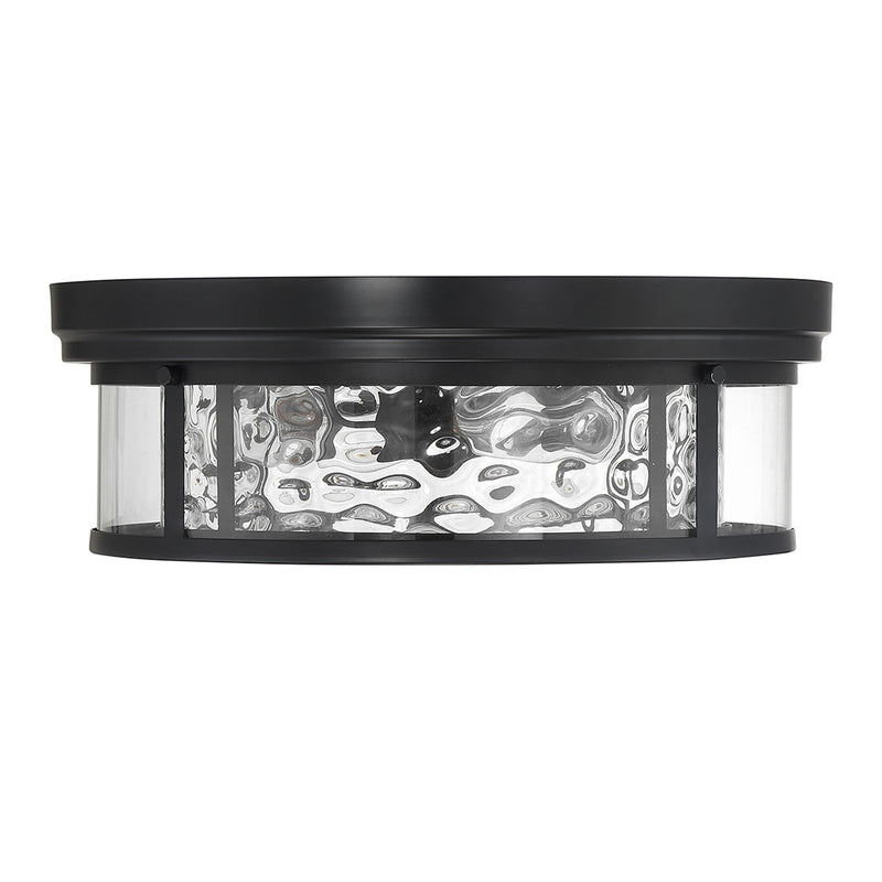Savoy House Ashton 20in 4-Light Flush Mount | Vintage Matte Black and Clear Hammered Glass | Bedroom & Hallway | 20 x 20 x 7 in | Model L6-4906-4-89