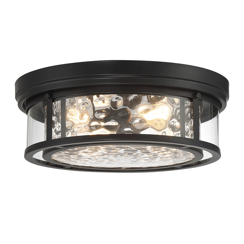 Savoy House Ashton 20in 4-Light Flush Mount | Vintage Matte Black and Clear Hammered Glass | Bedroom & Hallway | 20 x 20 x 7 in | Model L6-4906-4-89