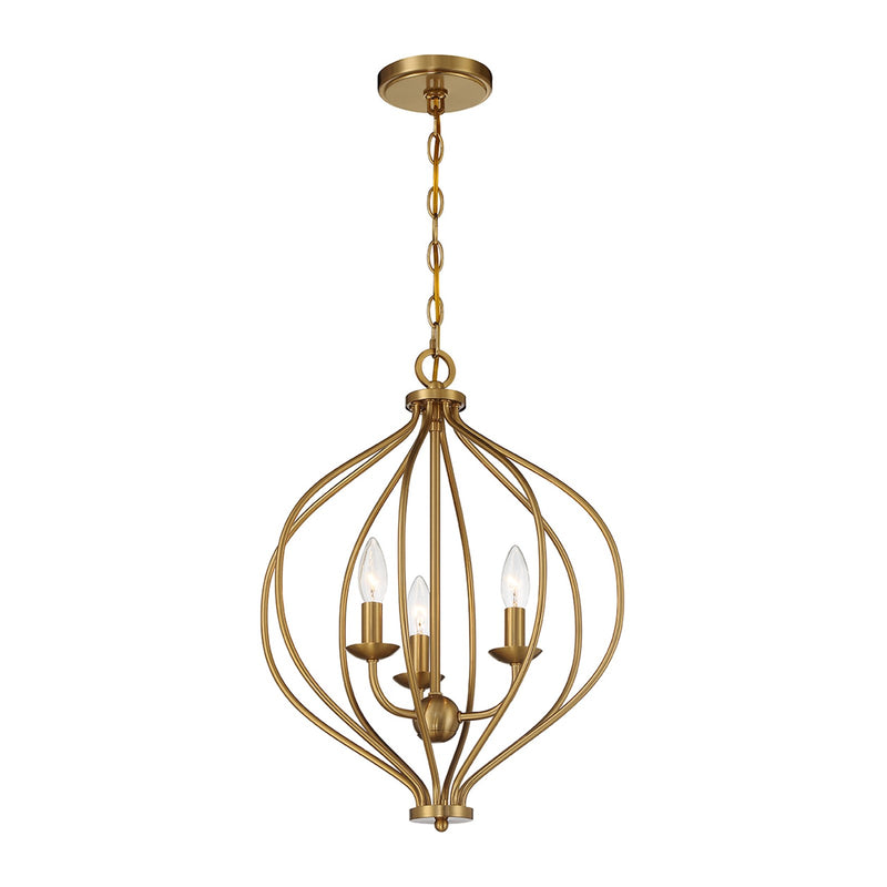 Savoy House Orchid 16in 3-Light Pendant | Modern Warm Brass Metal | Kitchen Island & Dining Room | 16 x 16 x 20.75 in | Model L7-1297-3-322