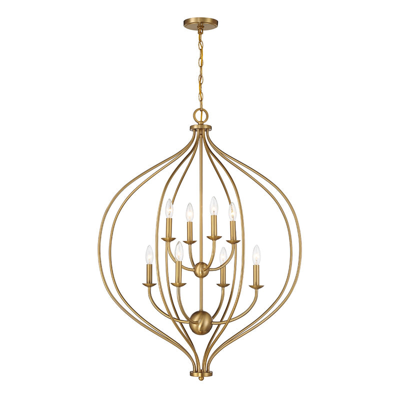 Savoy House Orchid 32in 8-Light Pendant | Modern Warm Brass Metal | Kitchen Island & Dining Room | 32 x 32 x 42 in | Model L7-1299-8-322