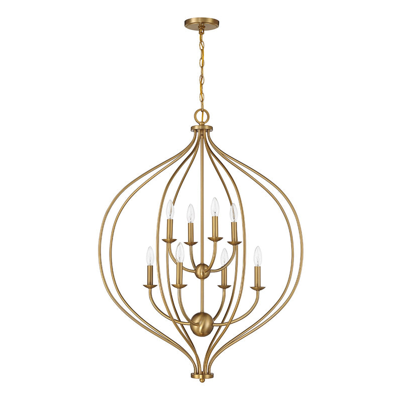 Savoy House Orchid 32in 8-Light Pendant | Modern Warm Brass Metal | Kitchen Island & Dining Room | 32 x 32 x 42 in | Model L7-1299-8-322