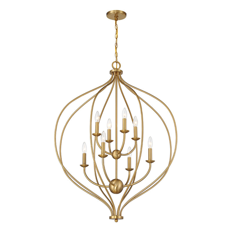 Savoy House Orchid 32in 8-Light Pendant | Modern Warm Brass Metal | Kitchen Island & Dining Room | 32 x 32 x 42 in | Model L7-1299-8-322