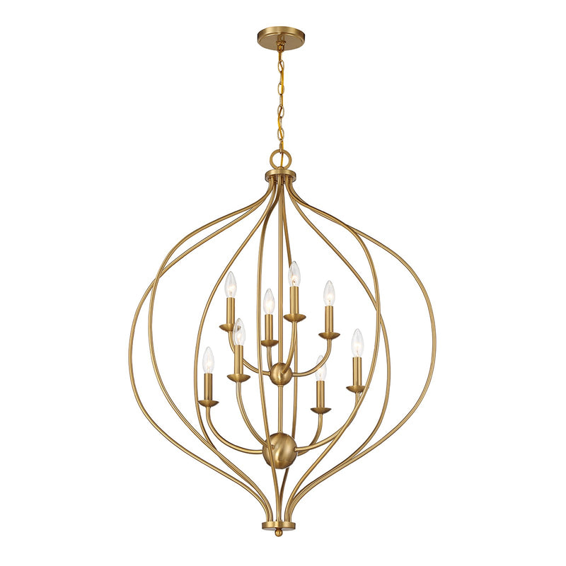 Savoy House Orchid 32in 8-Light Pendant | Modern Warm Brass Metal | Kitchen Island & Dining Room | 32 x 32 x 42 in | Model L7-1299-8-322