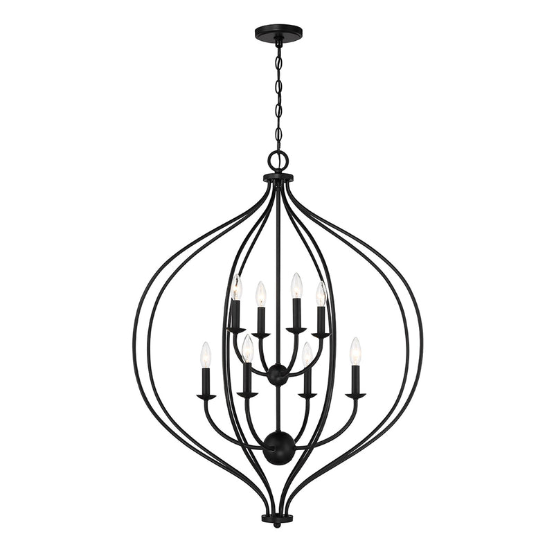 Savoy House Orchid 32in 8-Light Pendant | Modern Matte Black Metal | Kitchen Island & Dining Room | 32 x 32 x 42 in | Model L7-1299-8-89