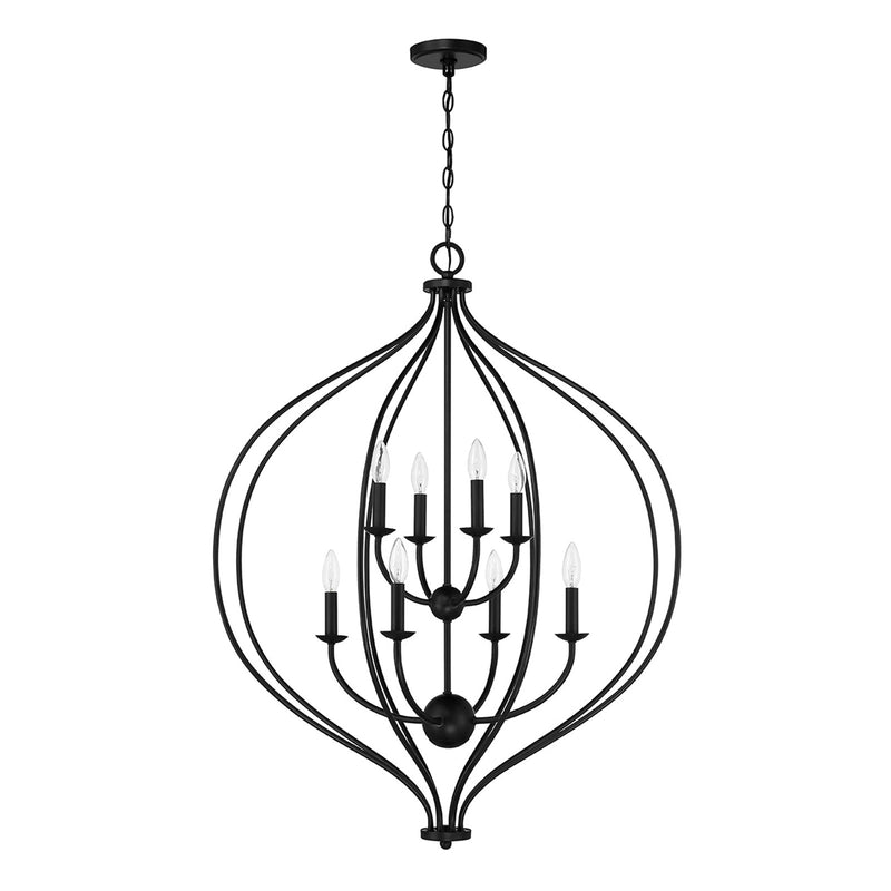 Savoy House Orchid 32in 8-Light Pendant | Modern Matte Black Metal | Kitchen Island & Dining Room | 32 x 32 x 42 in | Model L7-1299-8-89