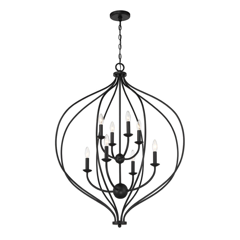 Savoy House Orchid 32in 8-Light Pendant | Modern Matte Black Metal | Kitchen Island & Dining Room | 32 x 32 x 42 in | Model L7-1299-8-89
