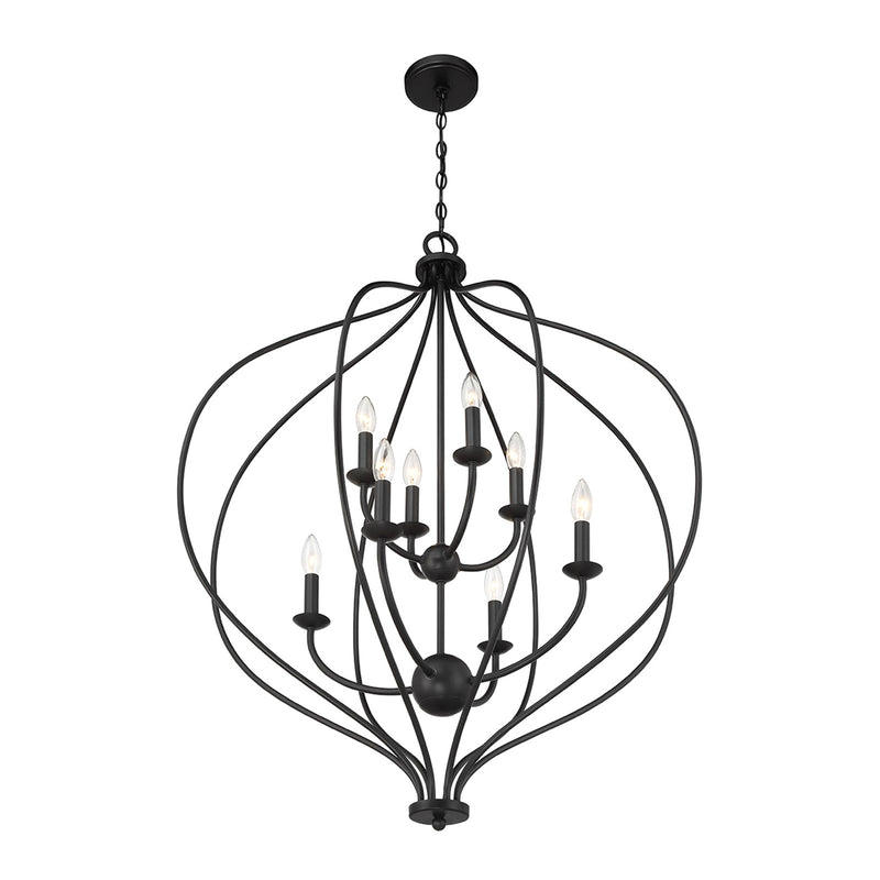 Savoy House Orchid 32in 8-Light Pendant | Modern Matte Black Metal | Kitchen Island & Dining Room | 32 x 32 x 42 in | Model L7-1299-8-89