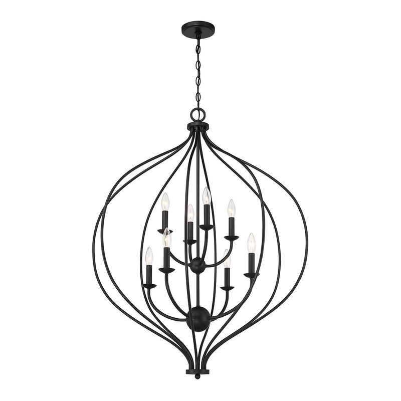 Savoy House Orchid 32in 8-Light Pendant | Modern Matte Black Metal | Kitchen Island & Dining Room | 32 x 32 x 42 in | Model L7-1299-8-89