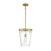 Savoy House Dimond 12in 1-Light Pendant | Modern Warm Brass and Clear Faceted Glass | Kitchen Island & Dining Room | Model L7-2322-1-322