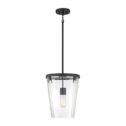 Savoy House Dimond 12in 1-Light Pendant | Modern Matte Black and Clear Faceted Glass | Kitchen Island & Dining Room | Model L7-2322-1-89