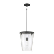 Savoy House Dimond 12in 1-Light Pendant | Modern Matte Black and Clear Faceted Glass | Kitchen Island & Dining Room | Model L7-2322-1-89
