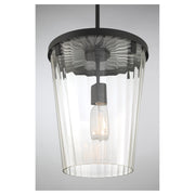 Savoy House Dimond 12in 1-Light Pendant | Modern Matte Black and Clear Faceted Glass | Kitchen Island & Dining Room | Model L7-2322-1-89