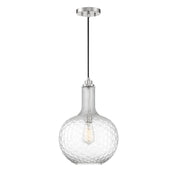 Savoy House Kantor 11in 1-Light Pendant | Transitional Polished Nickel and Clear Hobnail Glass | Kitchen Island & Dining Room | Model L7-2930-1-109
