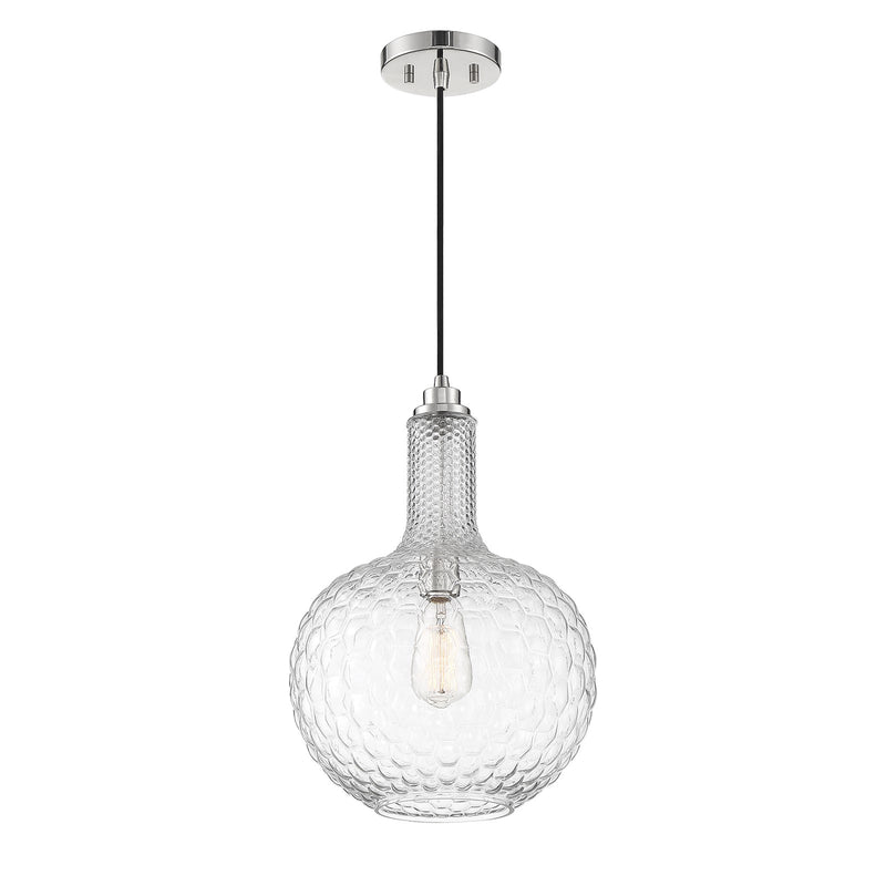 Savoy House Kantor 11in 1-Light Pendant | Transitional Polished Nickel and Clear Hobnail Glass | Kitchen Island & Dining Room | Model L7-2930-1-109