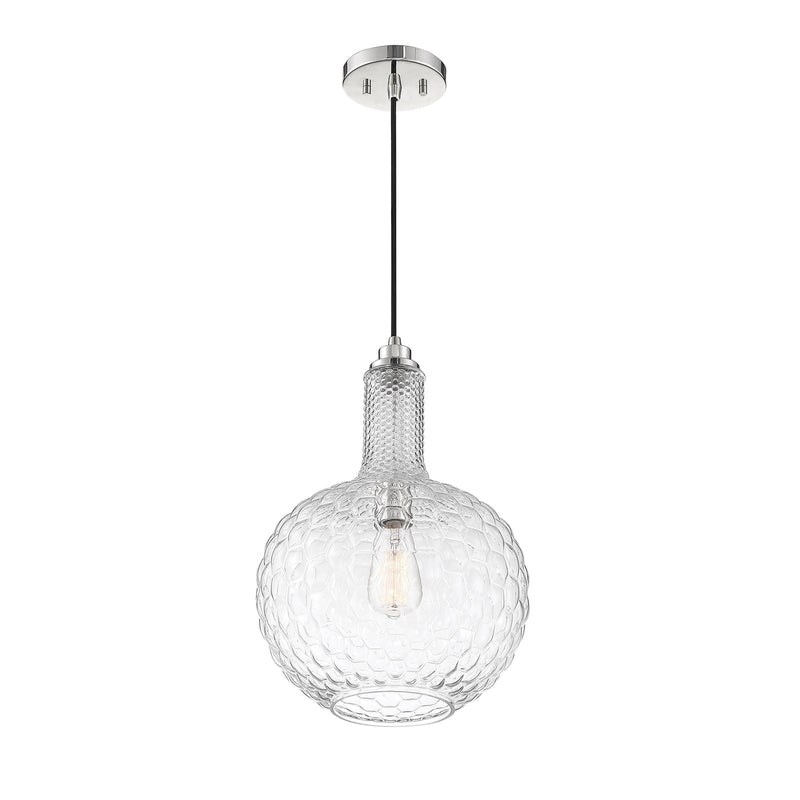 Savoy House Kantor 11in 1-Light Pendant | Transitional Polished Nickel and Clear Hobnail Glass | Kitchen Island & Dining Room | Model L7-2930-1-109