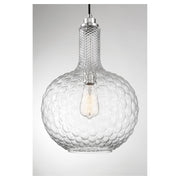 Savoy House Kantor 11in 1-Light Pendant | Transitional Polished Nickel and Clear Hobnail Glass | Kitchen Island & Dining Room | Model L7-2930-1-109