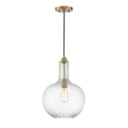 Savoy House Kantor 11in 1-Light Pendant | Transitional Warm Brass and Clear Hobnail Glass | Kitchen Island & Dining Room | Model L7-2930-1-322