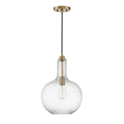 Savoy House Kantor 11in 1-Light Pendant | Transitional Warm Brass and Clear Hobnail Glass | Kitchen Island & Dining Room | Model L7-2930-1-322