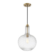 Savoy House Kantor 11in 1-Light Pendant | Transitional Warm Brass and Clear Hobnail Glass | Kitchen Island & Dining Room | Model L7-2930-1-322