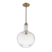 Savoy House Kantor 11in 1-Light Pendant | Transitional Warm Brass and Clear Hobnail Glass | Kitchen Island & Dining Room | Model L7-2930-1-322