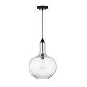 Savoy House Kantor 11in 1-Light Pendant | Transitional Matte Black and Clear Hobnail Glass | Kitchen Island & Dining Room | Model L7-2930-1-89