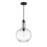 Savoy House Kantor 11in 1-Light Pendant | Transitional Matte Black and Clear Hobnail Glass | Kitchen Island & Dining Room | Model L7-2930-1-89