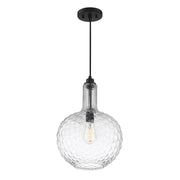 Savoy House Kantor 11in 1-Light Pendant | Transitional Matte Black and Clear Hobnail Glass | Kitchen Island & Dining Room | Model L7-2930-1-89