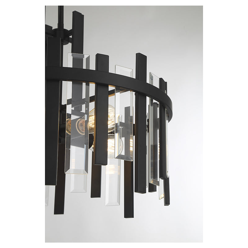 Savoy House Guillford 20in 4-Light Pendant | Modern Matte Black and Clear Glass | Kitchen Island & Dining Room | 20 x 20 x 18 in | Model L7-3001-4-89